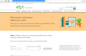 Go to CFPB Social Security Claiming Tool Website