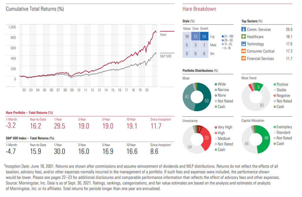 Wide Moat Hare Portfolio Portfolio Breakdown and Performance