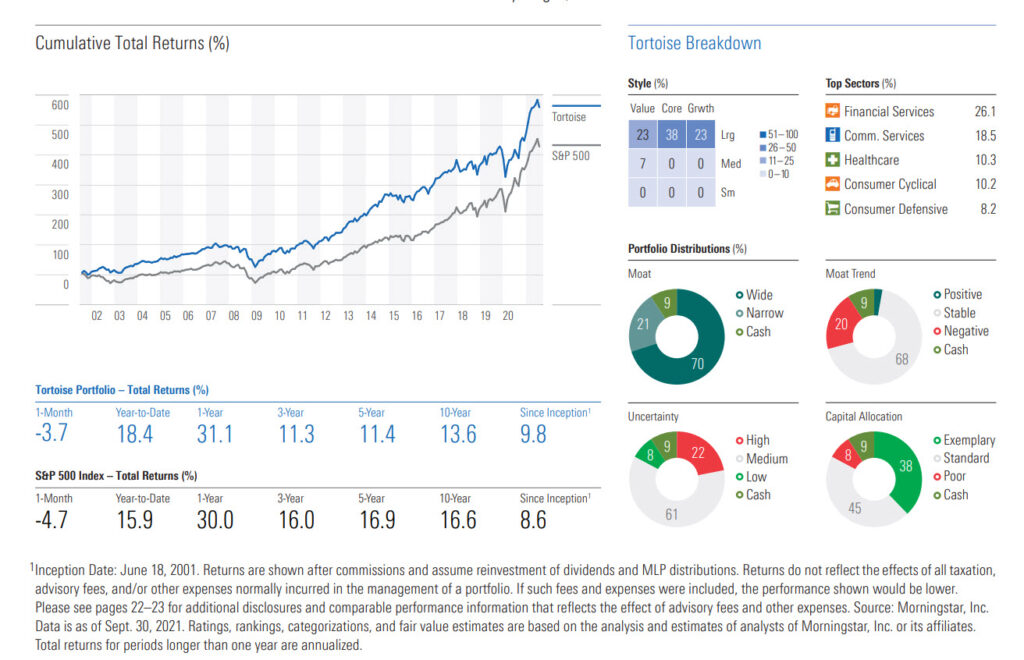 Wide Moat Tortoise Portfolio Portfolio Breakdown and Performance